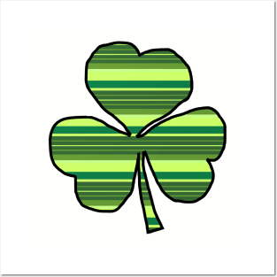 Irish Shamrock Green Stripes Posters and Art